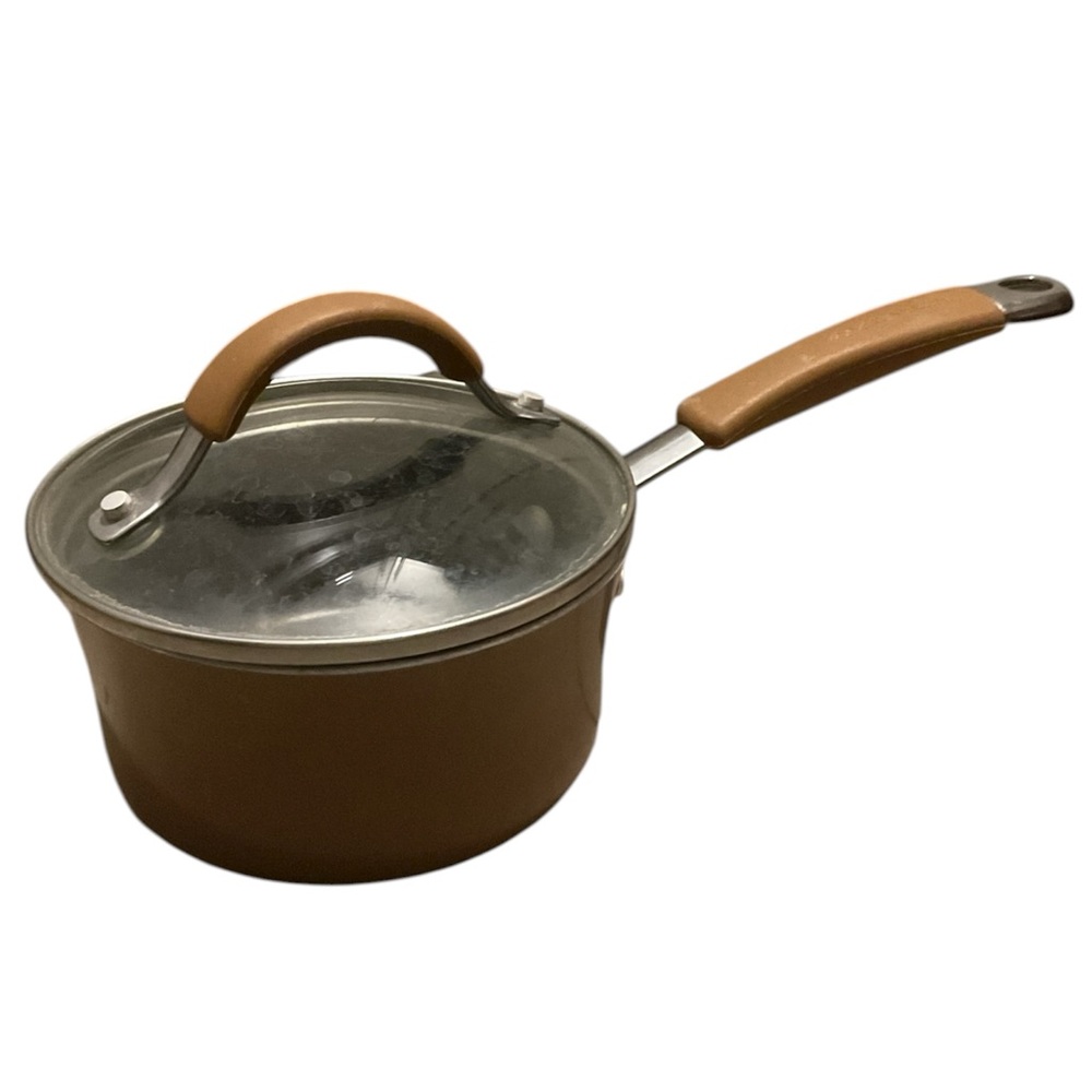 Rachael Ray Porcelain Small Pot Saucepan Cookware Non-stick w/ Glass Lid Y2K